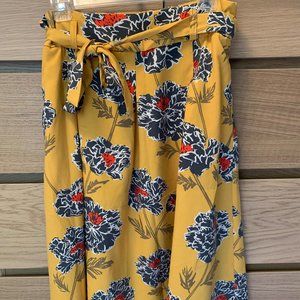 Banana Republic Yellow Tie-Waist Floral Skirt